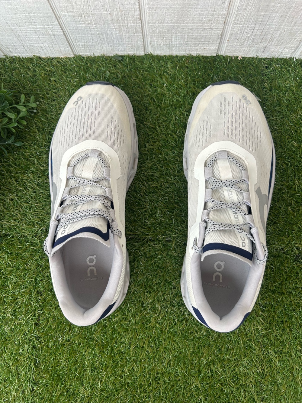 On Running Cloudmonster Ivory | Midnight men size 10 gently used - Picture 11 of 16